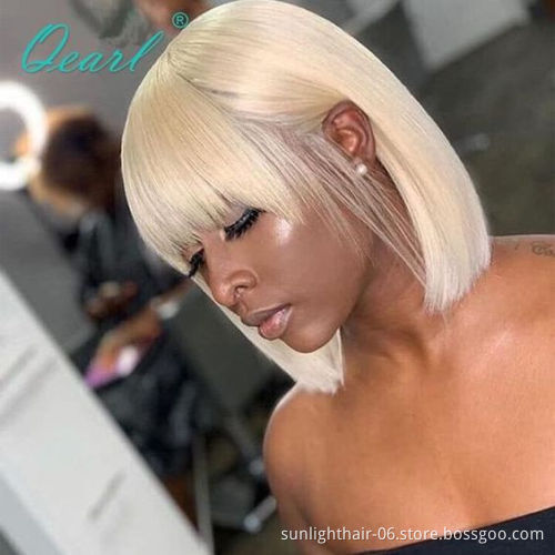 Pour francais Perruques Bob courtes cheveux bresilienne indiens non dentelle perruques naturel cheveux humain pour femme noir